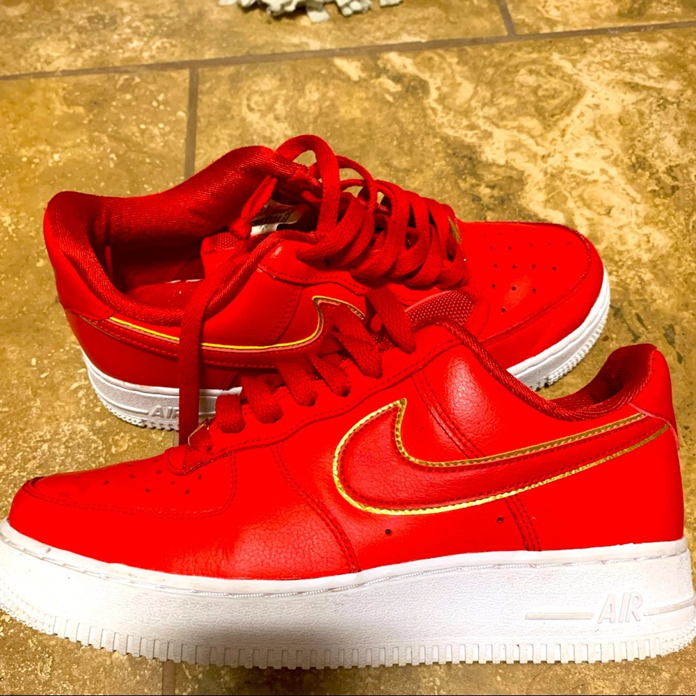 air force ones red and gold